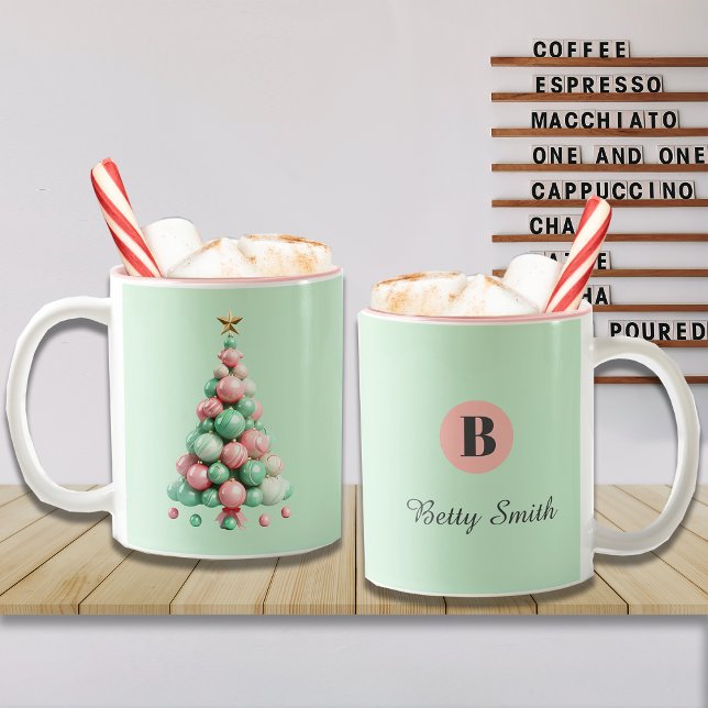 Taza Bicolor Navidades Macaron Trees Nombre y mensaje personali (Subido por el creador)