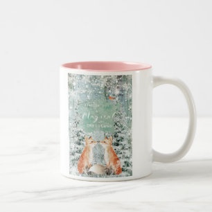 Taza Bicolor navidades mágicos zorra nieve de invierno