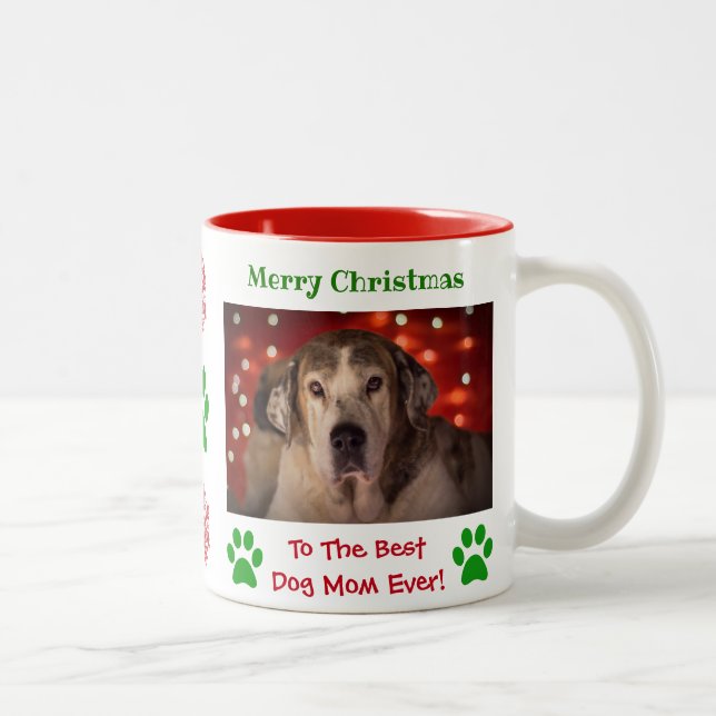 Taza Bicolor Navidades Mejor Madre Perro Mascota Foto (Derecha)
