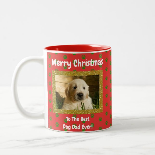 Taza Bicolor Navidades mejor perro papá Mascota foto (Izquierda)