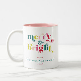 Taza Bicolor Navidades Merry y Brillantes Modernos De Varios Co