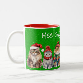 Taza Bicolor Navidades miedosos celebran gatos sobre Purpurina 