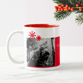 Taza Bicolor Navidades minimalistas simple foto roja