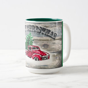 TAZA BICOLOR NAVIDADES MUG VINTAGE RED TRUCK