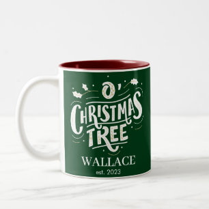 Taza Bicolor Navidades Pareja monograma de vacaciones recién ca