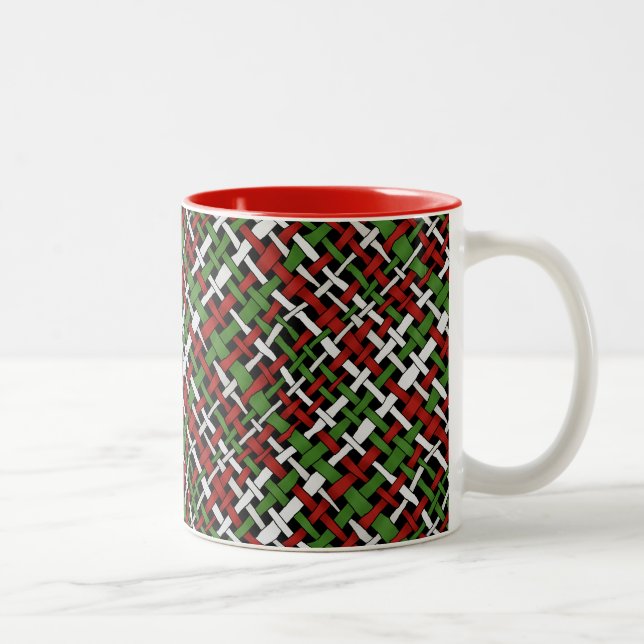 Taza Bicolor Navidades Patrón Burlap Gráfico (Derecha)