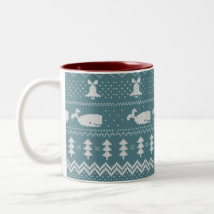 Taza Bicolor Navidades Patrón de punto de sudor Invierno de bal