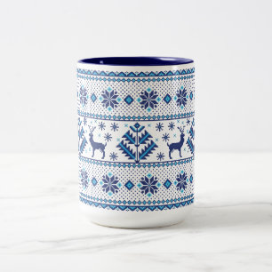 Taza Bicolor Navidades - Patrón de suéter de ciervo de vacaci