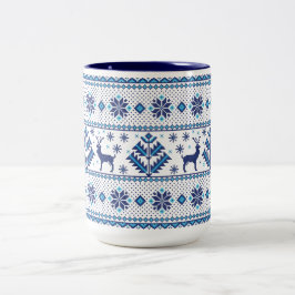 Taza Bicolor Navidades - Patrón de suéter de ciervo de vacacion