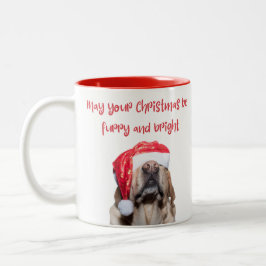 Taza Bicolor navidades peludos y brillantes, perro santa divert