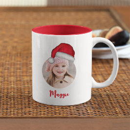 Taza Bicolor Navidades pequeños Santa Photo Personalizado