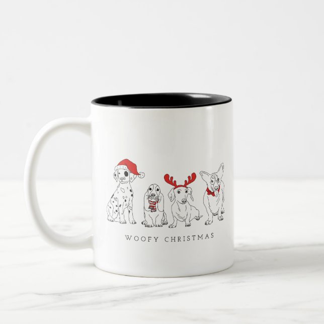 Taza Bicolor Navidades Perro Puns Santa Dogs Navidades Woofy (Izquierda)
