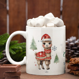 Taza Bicolor Navidades Personalizados de Llama Cute