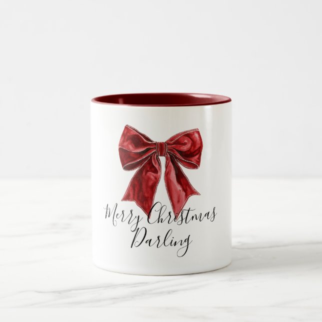Taza Bicolor Navidades personalizados de moda Red Bow (Centro)
