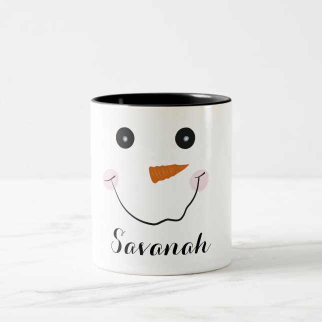 Taza Bicolor Navidades personalizados felices de Snowman Mug (Centro)