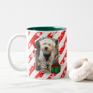 Taza Bicolor Navidades personalizados Santa Hat Mascota Dos Fot