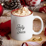 Taza Bicolor Navidades por la mañana festivo de jolly Stocking<br><div class="desc">Gracioso tazón de vacaciones leyendo JOLLY JUICE en un minimalista diseño de tipografía moderna. Sufre de medias o elefante blanco para el café y el amante de los Navidades en su familia!</div>