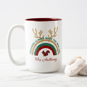 Taza Bicolor Navidades profesor arco iris buena lista lindo reg