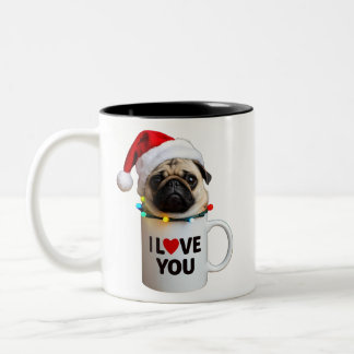 Taza Bicolor Navidades Pug