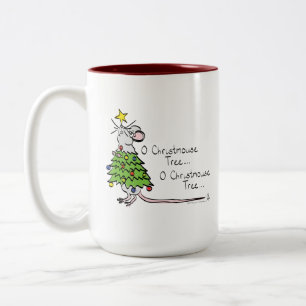 Taza Bicolor Navidades Ratón lindo fiesta graciosa