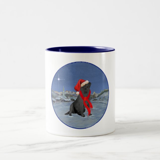 Taza Bicolor Navidades recuperadores del labrador negro (Centro)