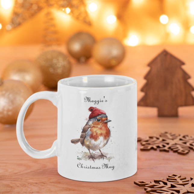 Taza Bicolor Navidades Red Robin, personalizable (Subido por el creador)