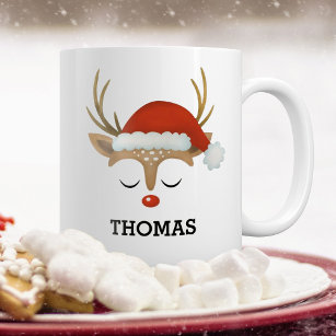 Taza de Navidad de ciervos, Regalo de navidad de nombre personalizado,  Regalo de navidad de renos para niños, Taza de reno de feliz navidad,  Vacaciones de Navidad para niños -  México