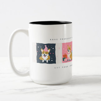 Taza Bicolor Navidades retro Corgi Mug