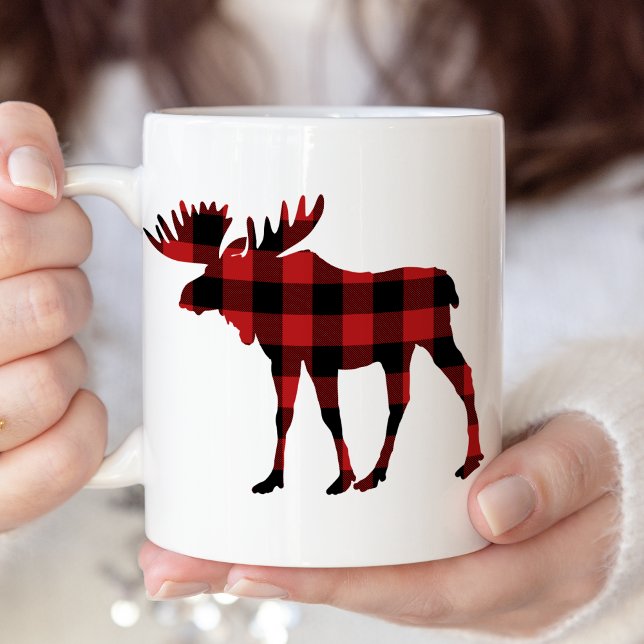 Taza Bicolor Navidades rojos de búfalo colocados Moose Silhouet (Subido por el creador)