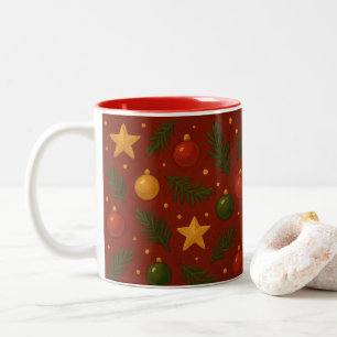 Taza Bicolor Navidades rojos de café de dos tonos - regalo clás