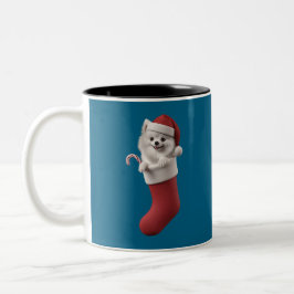 Taza Bicolor Navidades Samoyed Stocking