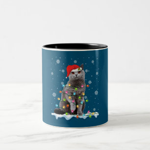 Taza Bicolor Navidades Santa Cat British Shorthair Cat Lover
