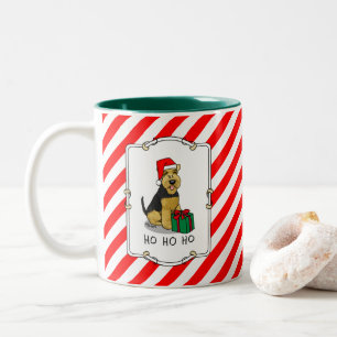 Taza Bicolor Navidades Santa Claus Gorra Welsh Terrier Dog Cute