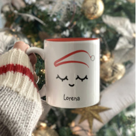 Taza Bicolor Navidades Santa hat azotan vacaciones personalizad