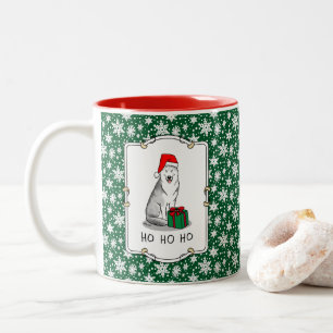 Taza Bicolor Navidades Santa Hat Siberian Husky (plata) Cute
