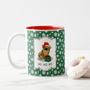 Taza Bicolor Navidades Santa Hat Tibetan Spaniel (Brown Cute)
