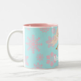 Taza Bicolor Navidades Sirenan Copos de nieve rosados Chocolate