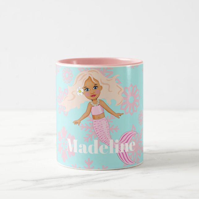 Taza Bicolor Navidades Sirenan Copos de nieve rosados Chocolate (Centro)