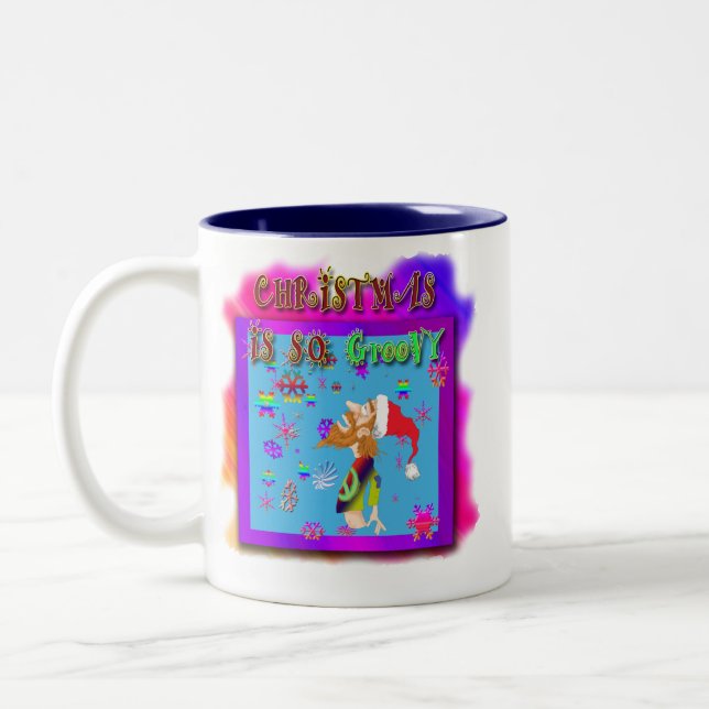 Taza Bicolor Navidades tan groovy Mug (Izquierda)
