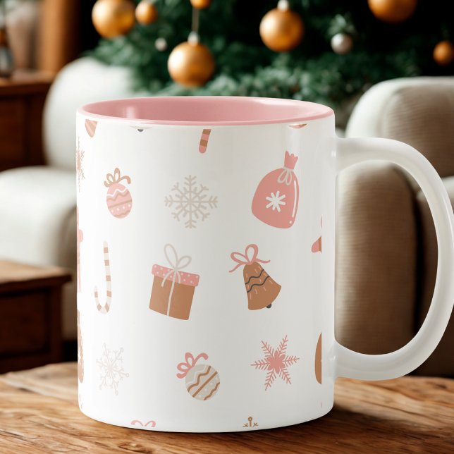 Taza Bicolor Navidades temáticos rosas (Subido por el creador)