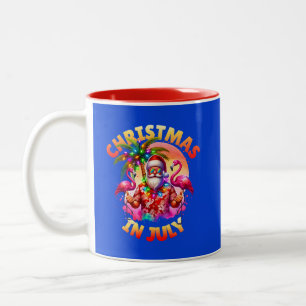 Taza Bicolor Navidades tropicales en julio Palm Trees & Flaming