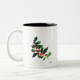 Taza Bicolor Navidades verde acuarela de color festivo cosecha 