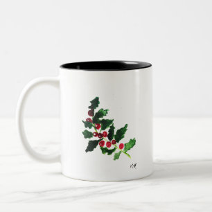 Taza Bicolor Navidades verde acuarela de color festivo cosecha