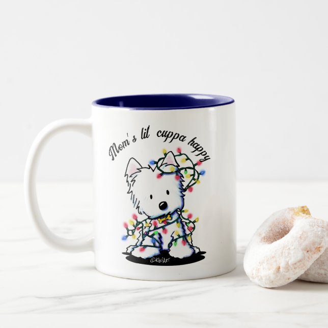 Taza Bicolor Navidades Westie KiniArt (Con donut)