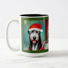 Taza Bicolor Navidades Wolfhounds y Tree irlandeses