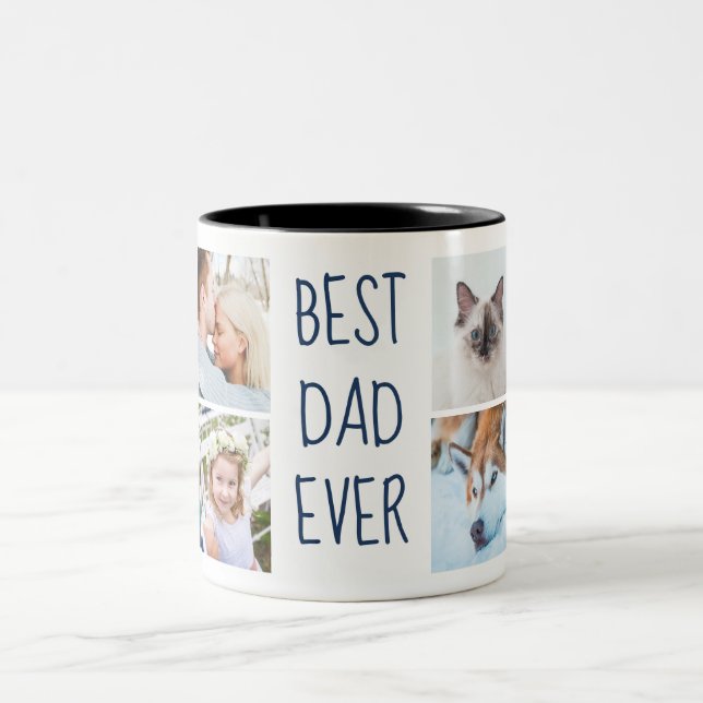Taza Bicolor Navy Blue | Best DadEver Custom Photo Mug (Centro)