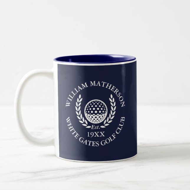 Taza Bicolor Navy Blue Personalized Golf Club Name (Izquierda)