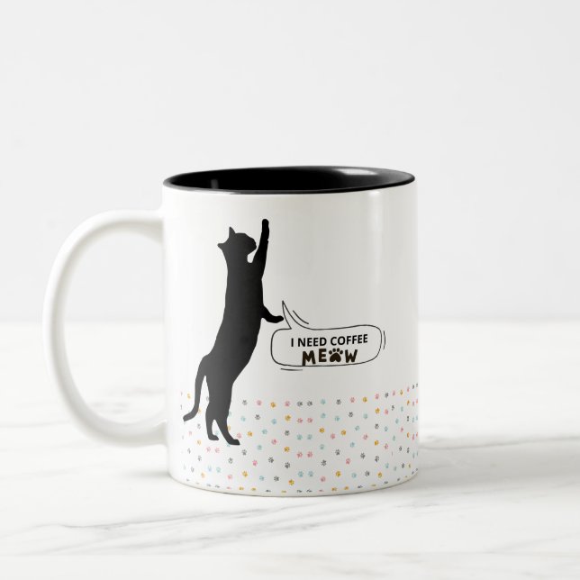 Taza Bicolor Necesito café MEOW (Izquierda)