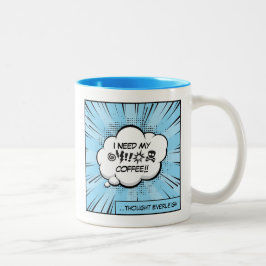 Taza Bicolor Necesito mi café: divertido cómic de cafeína arte 