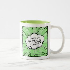 Taza Bicolor Necesito mi café: divertido cómic de cafeína arte 